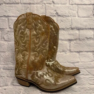 Laredo Women's Tan Point w/Silver Metallic Overlay L52126 size 7